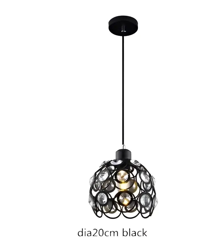 Modern black crystal flush mount ceiling light with spherical clear crystal elements and exposed bulb for hallway decor bites crystal flush