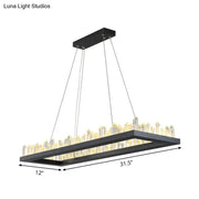 Decorbites™ black rectangular led ceiling light with crystal icicle accents and modern design in warm and white light