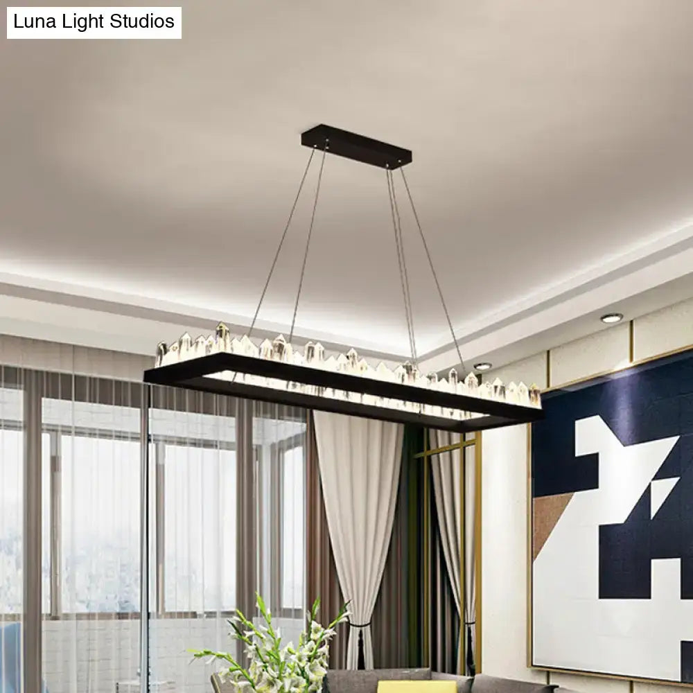 DecorBites™ black rectangular crystal icicle led ceiling light with warm white light hanging from ceiling