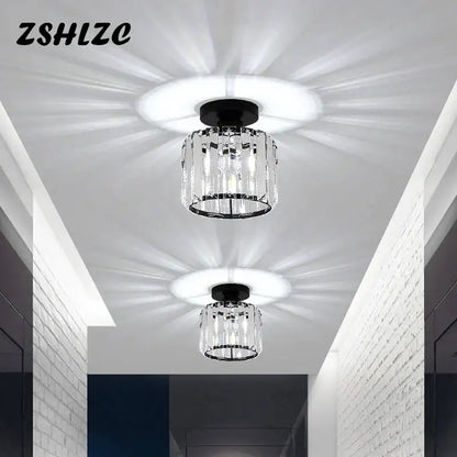 Modern black crystal led ceiling light featuring clear crystal chandelier style with black metal base and frame decorbites crystal led