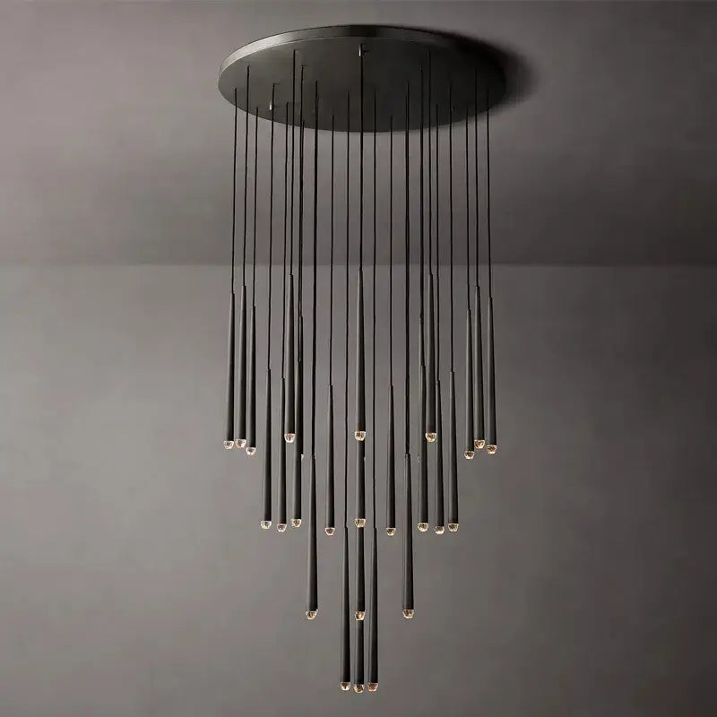 Modern black cylindrical crystal led chandelier with sleek circular ceiling mount for dining room decorbites crystal led lighting