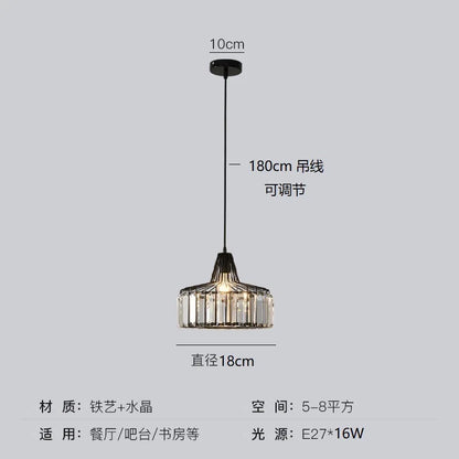 Modern Black Crystal LED Pendant Chandelier - black 18cm
