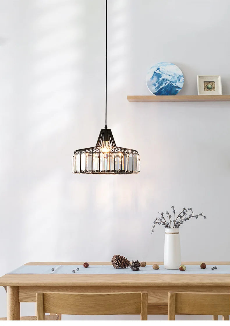 Modern Black Crystal LED Pendant Chandelier