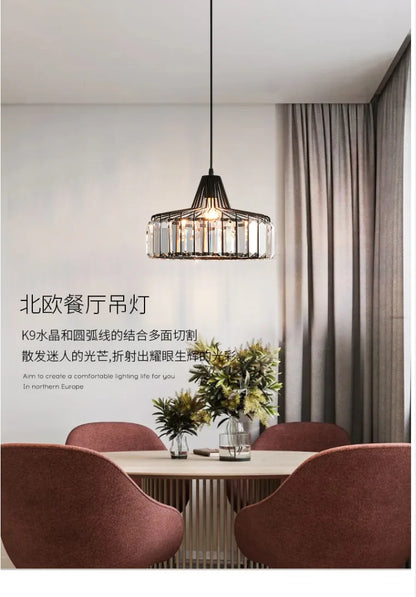 Modern Black Crystal LED Pendant Chandelier