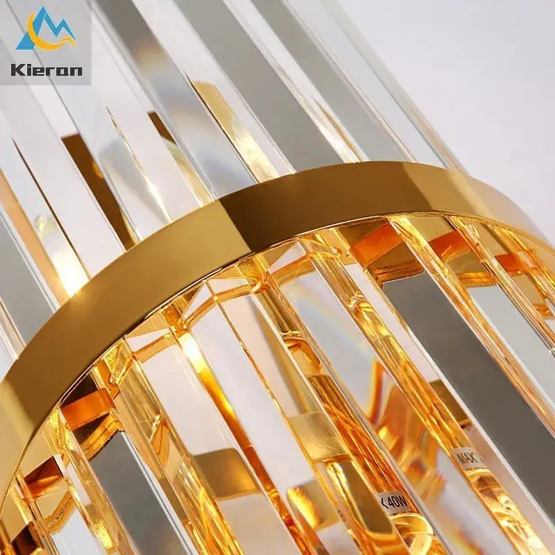 Modern black crystal led wall lights featuring a golden clear crystal chandelier with a cylindrical design for decorbites crystal led wall decor