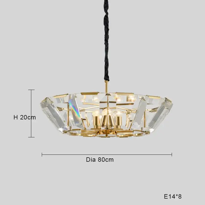 Modern black crystal pendant chandelier with gold-toned frame clear faceted prisms and black twisted cord for luxe decorbites lighting