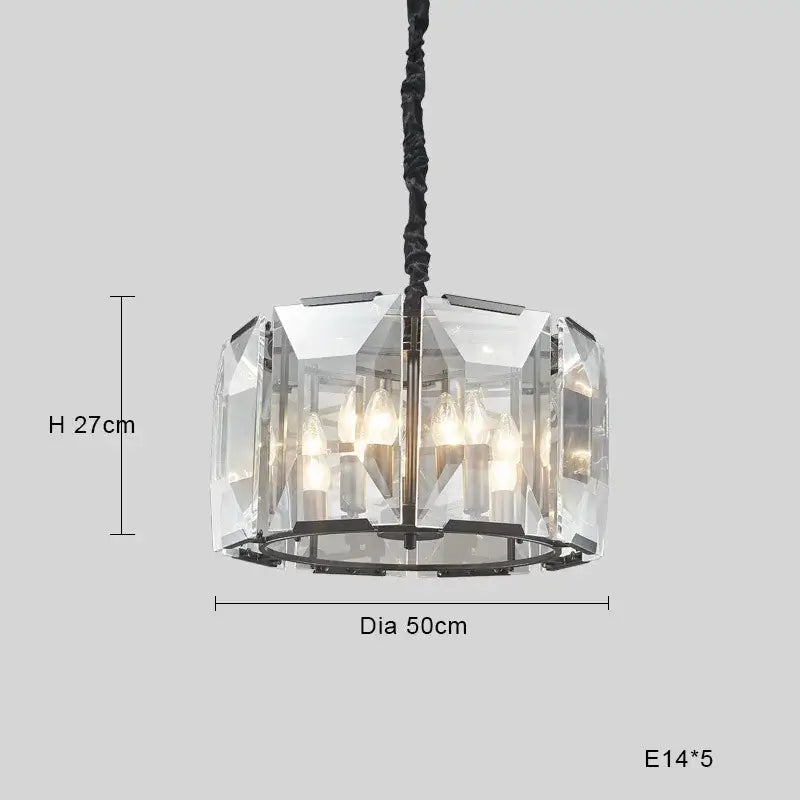 Modern black crystal pendant chandelier with faceted glass panels and five e14 bulbs by decorbites black crystal
