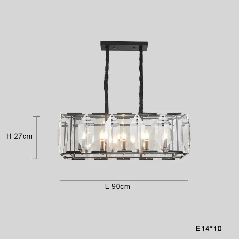 Modern black crystal pendant chandelier with black metal frame and clear crystal panels for luxe dining room decorbites black crystal