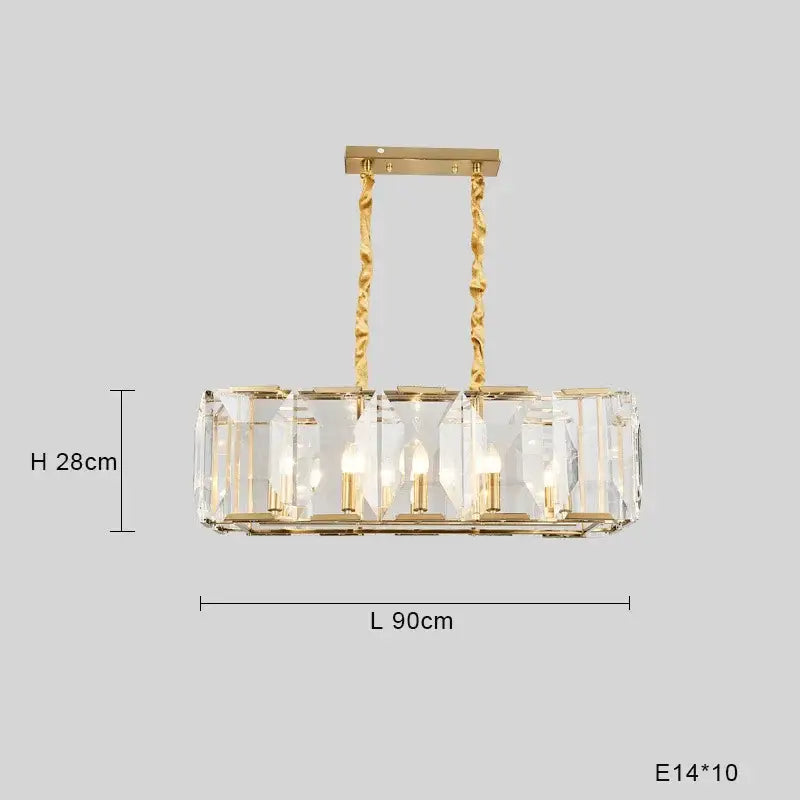 Elegant gold-toned decorbites black crystal pendant chandelier with faceted crystal panels and twisted brass chains for luxe lighting