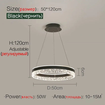 Modern black crystal ring led pendant light with clear crystal decorbites ring and sleek black frame for bedroom lighting