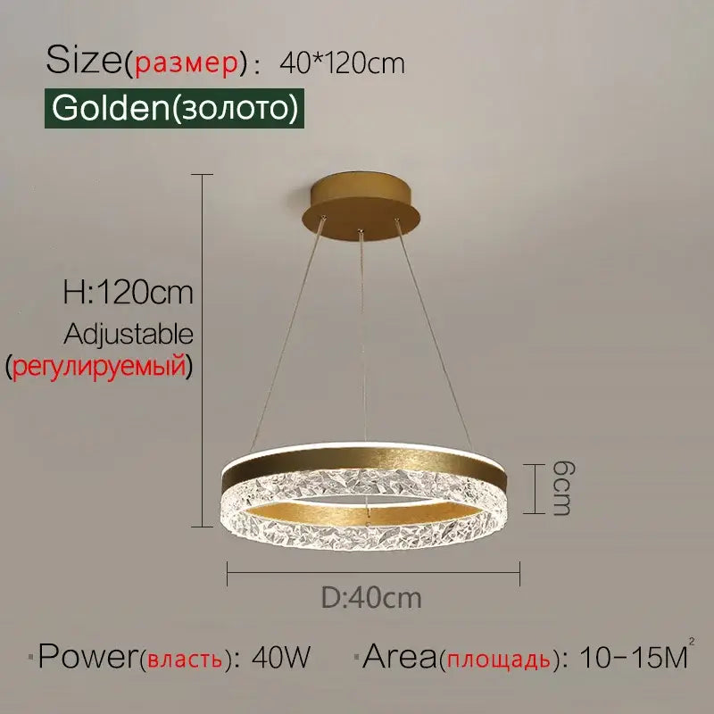 Modern black crystal ring led pendant light with a golden textured crystal ring and sleek metallic frame for bedroom decorbites pendant light