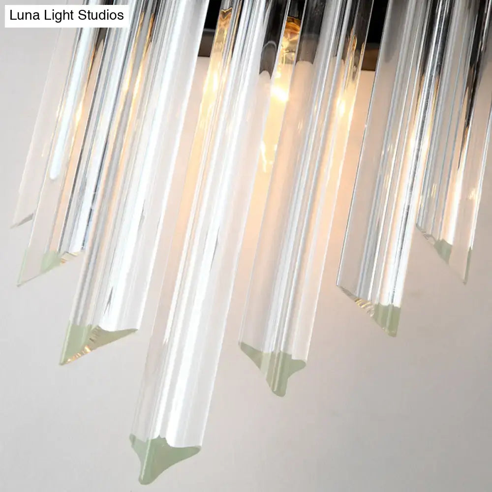 Modern black crystal wall lamp for living room with clear faceted glass chandelier arms and sleek metallic finish