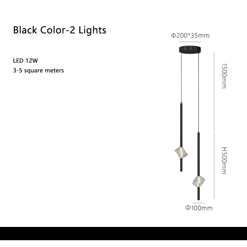 Modern black cube crystal pendant lamps featuring two led bulbs in faceted crystal fixtures for living room decorbites cube crystal