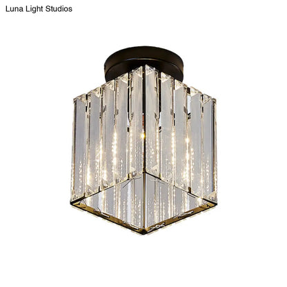 DecorBites™ DecorBites™ Modern Black Cube Flushmount Lighting with Clear Glass for Hallway - 1 Bulb Flush Mount Fixture