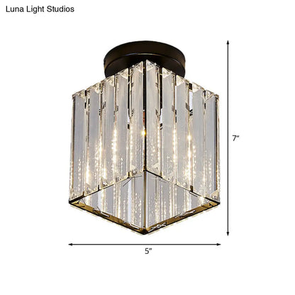 DecorBites™ DecorBites™ Modern Black Cube Flushmount Lighting with Clear Glass for Hallway - 1 Bulb Flush Mount Fixture