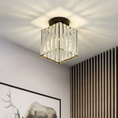 DecorBites™ DecorBites™ Modern Black Cube Flushmount Lighting with Clear Glass for Hallway - 1 Bulb Flush Mount Fixture