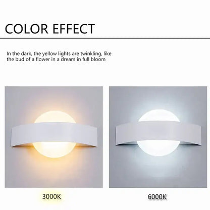 Modern black curved led wall light with sleek design and warm yellow or cool white led lighting for kitchen and dining