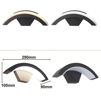 Modern black curved led waterproof outdoor wall lamp with integrated led light strip for ambient illumination decorbites led waterproof