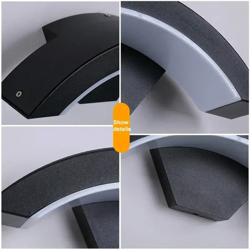 Modern black and white curved led waterproof outdoor wall lamp with sleek minimalist design and porch motion sensor decorbites led waterproof