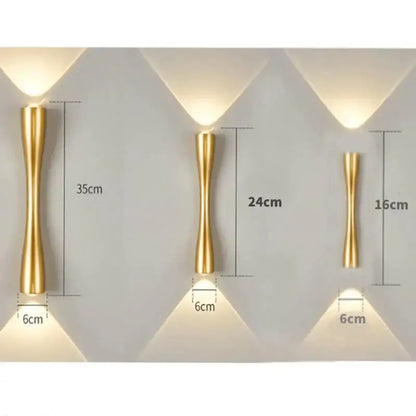 Modern black curved wall sconce outdoor porch light in gold with sleek design available in three heights 35cm 24cm and 16cm