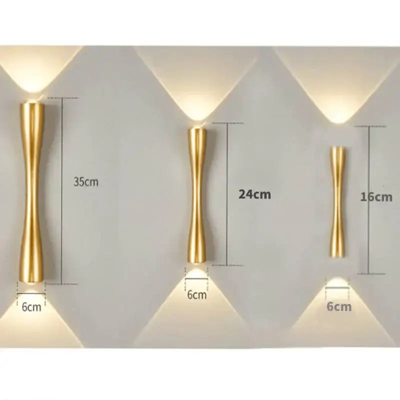 Modern black curved wall sconce outdoor porch light in gold with sleek design available in three heights 35cm 24cm and 16cm