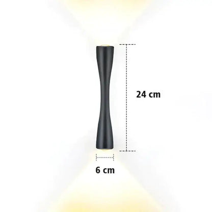 Modern black curved wall sconce with matte finish and sleek elongated design for outdoor waterproof porch lighting
