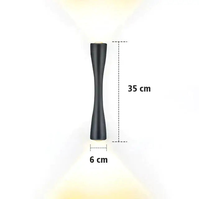 Modern black curved wall sconce 35 cm tall sleek led waterproof outdoor porch light mounted on wall