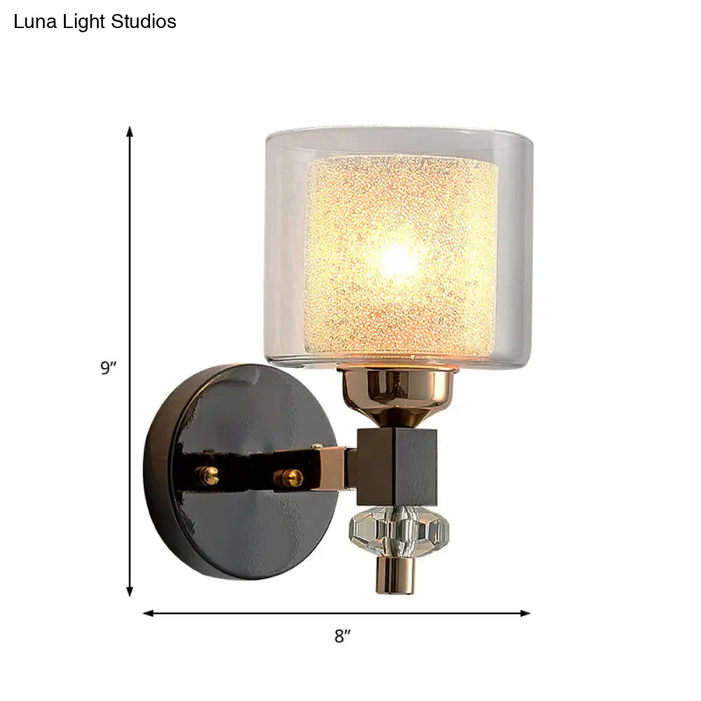 DecorBites™ DecorBites™ Modern Black Cylinder Wall Mount Sconce Lamp for Hallway