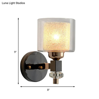 DecorBites™ DecorBites™ Modern Black Cylinder Wall Mount Sconce Lamp for Hallway