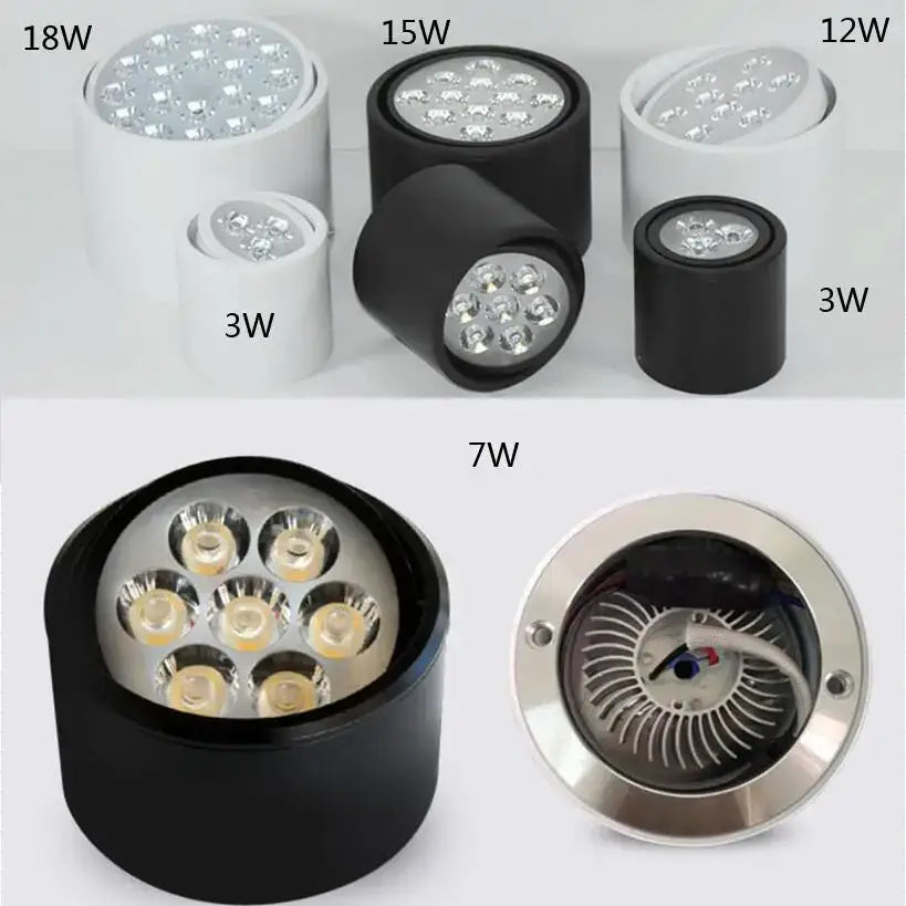 Modern black cylindrical dimmable ceiling spot light with bright white leds and matte finish for kitchen downlight use