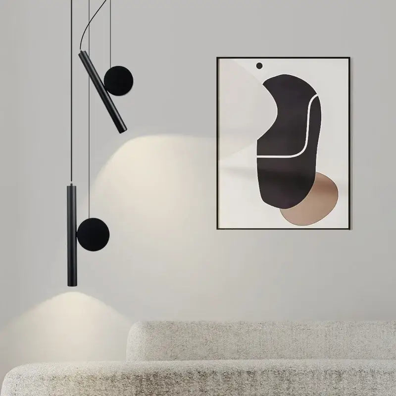 Modern black cylindrical led pendant lamps with spherical accents for dining room decorbites adjustable led pendant