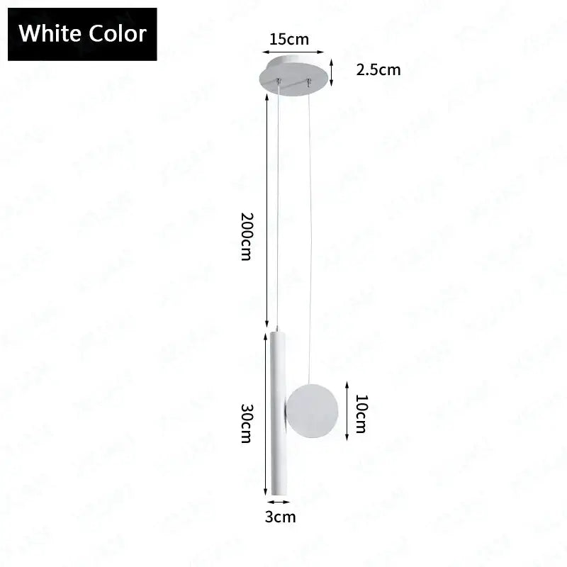 White minimalist pendant lamp with sleek cylindrical body and circular shade for dining room decorbites adjustable led pendant