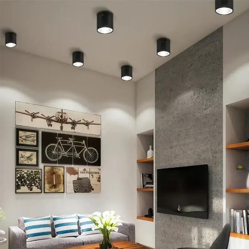 Modern black cylindrical pendant ceiling spot light with matte finish ideal for kitchen ceiling spot lighting