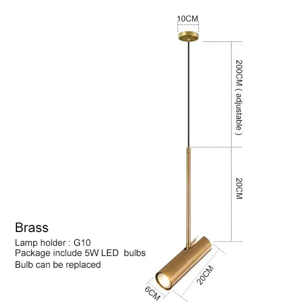 Modern black chandelier pendant brass cylindrical pendant light with sleek design and 20cm adjustable length for bedroom decorbites