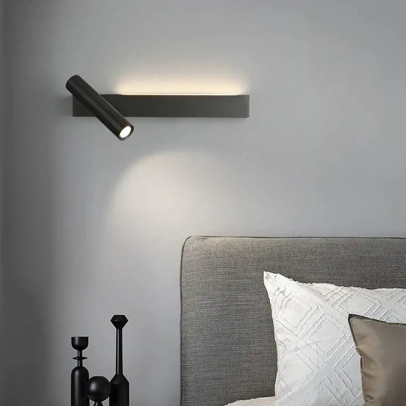 Modern black cylindrical wall light with sleek rectangular base ideal for bedroom reading and decorbites copper wall lighting