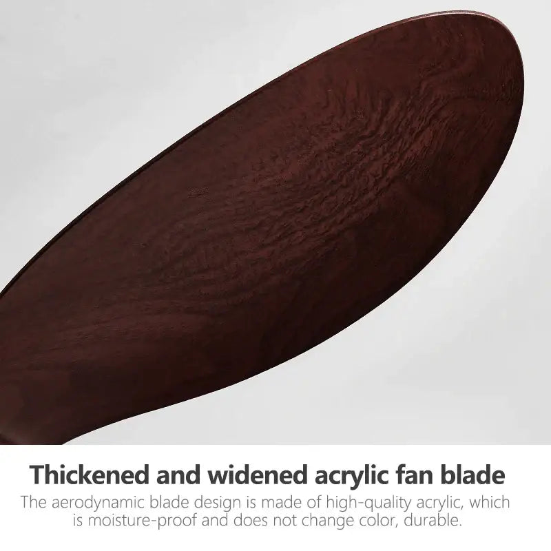 Modern black dc ceiling fan light with dark brown thickened acrylic fan blade and glossy smooth finish for bedroom