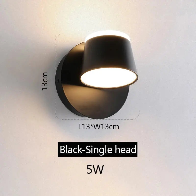 Modern black decorbites adjustable led wall lamp with single-head 5w led lighting for bedroom sconce decor