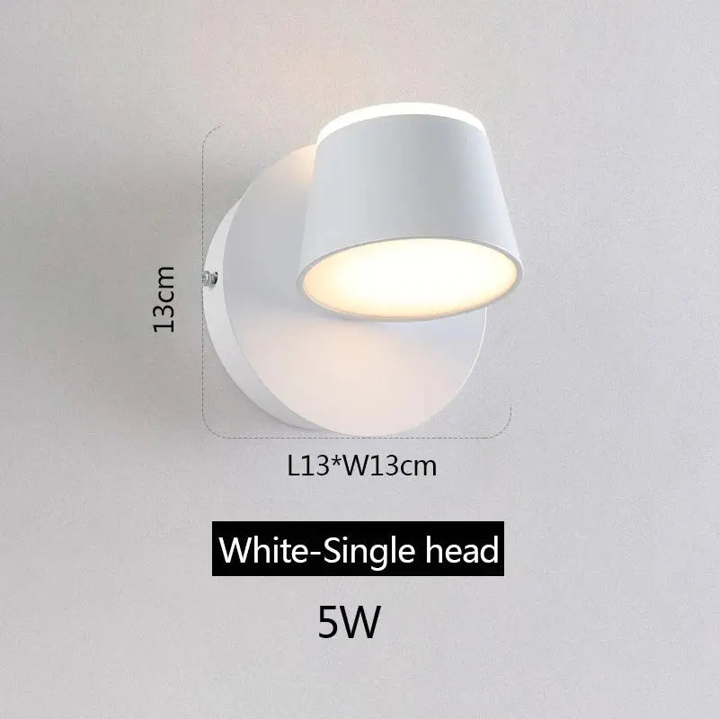 White single-head wall lamp with sleek modern design and 5w power in decorbites adjustable led wall sconce style