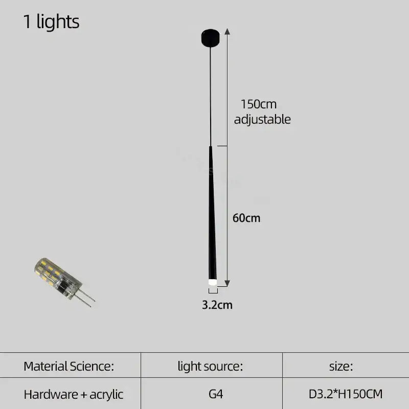 Adjustable black decorbites conical chandelier stair lamp with g4 led bulb and acrylic hardware for modern kitchen lighting