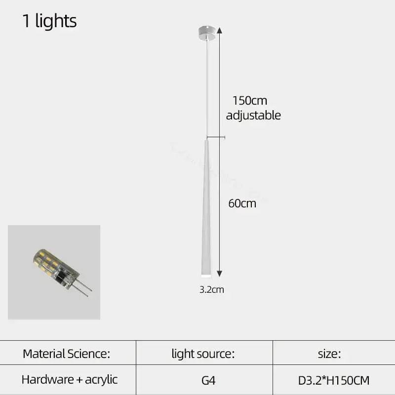 Adjustable modern black decorbites conical chandelier stair lamp with 150cm extendable stem and g4 led bulb in acrylic and hardware