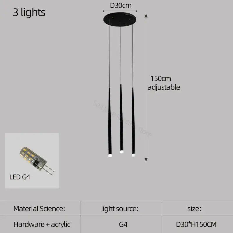 Modern black decorbites conical chandelier with three adjustable arms and led g4 bulbs for stair and kitchen lighting