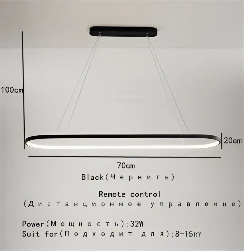 Black rectangular pendant lamp with sleek modern design and 32w power from decorbites designer oval collection for dining room