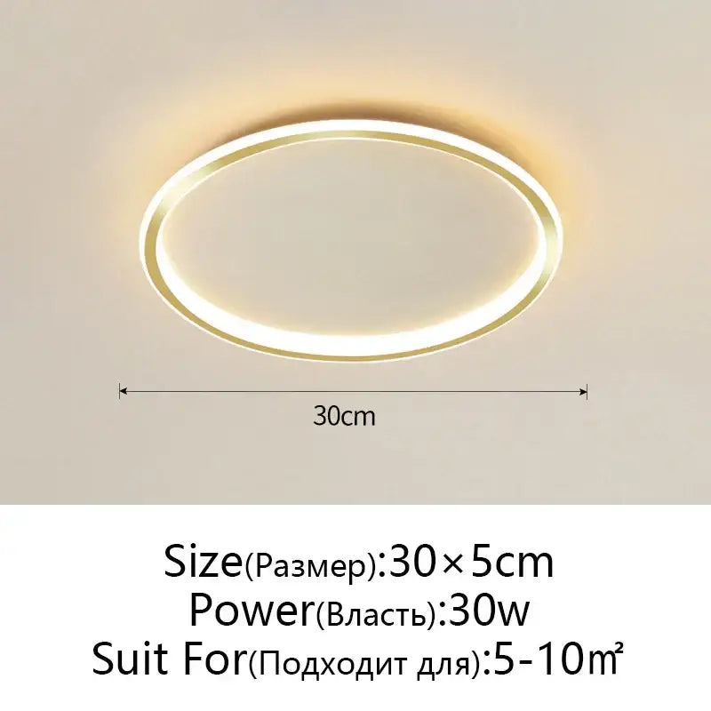A modern black decorbites dimmable led ceiling light with a sleek gold frame and warm white illumination for living rooms