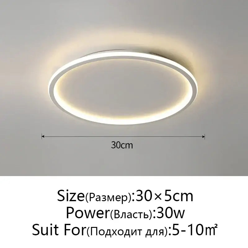 Modern black decorbites dimmable led ceiling light with sleek white frame and warm ambient glow for living room decor