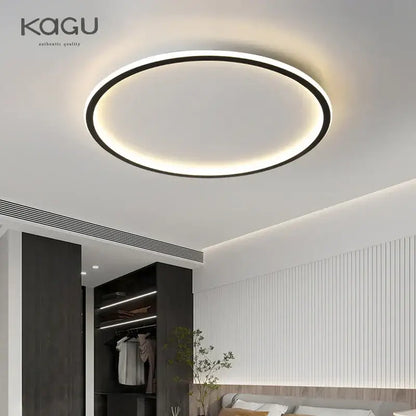 Modern black decorbites dimmable led ceiling light with sleek frame and soft white ring by kagu for living room
