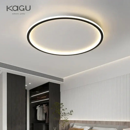 Modern black decorbites dimmable led ceiling light with sleek frame and soft white ring by kagu for living room