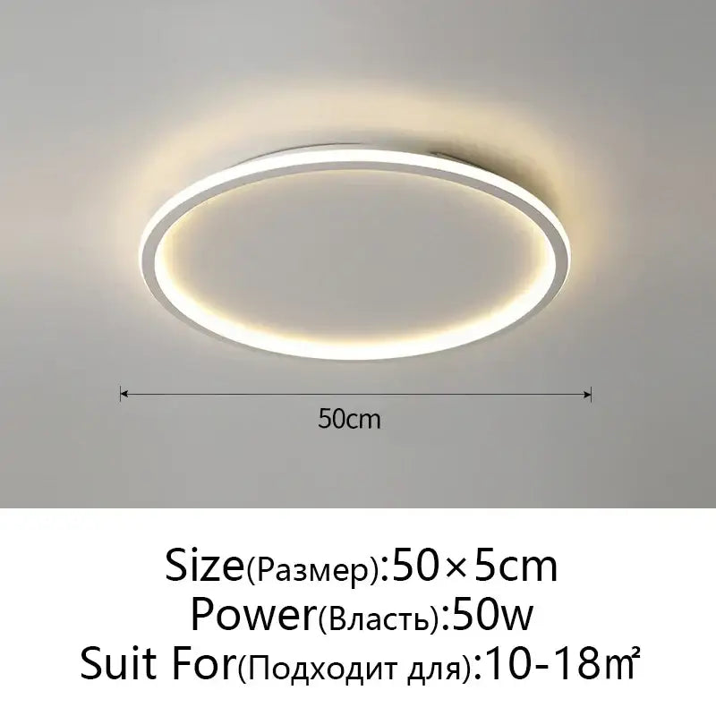 Modern black decorbites dimmable led ceiling light with sleek white frame and warm ambient glow for living room