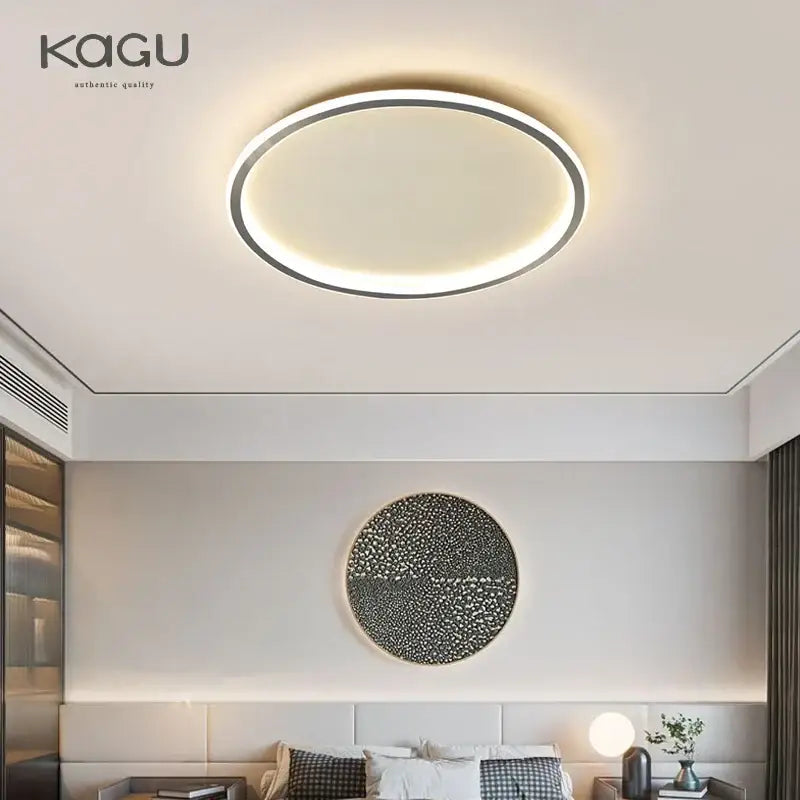 Modern black decorbites dimmable led ceiling light with sleek white silver frame emitting warm ambient illumination