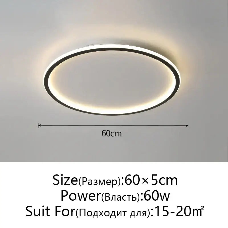 Modern black decorbites dimmable led ceiling light with sleek frame and warm white ring illumination for living room