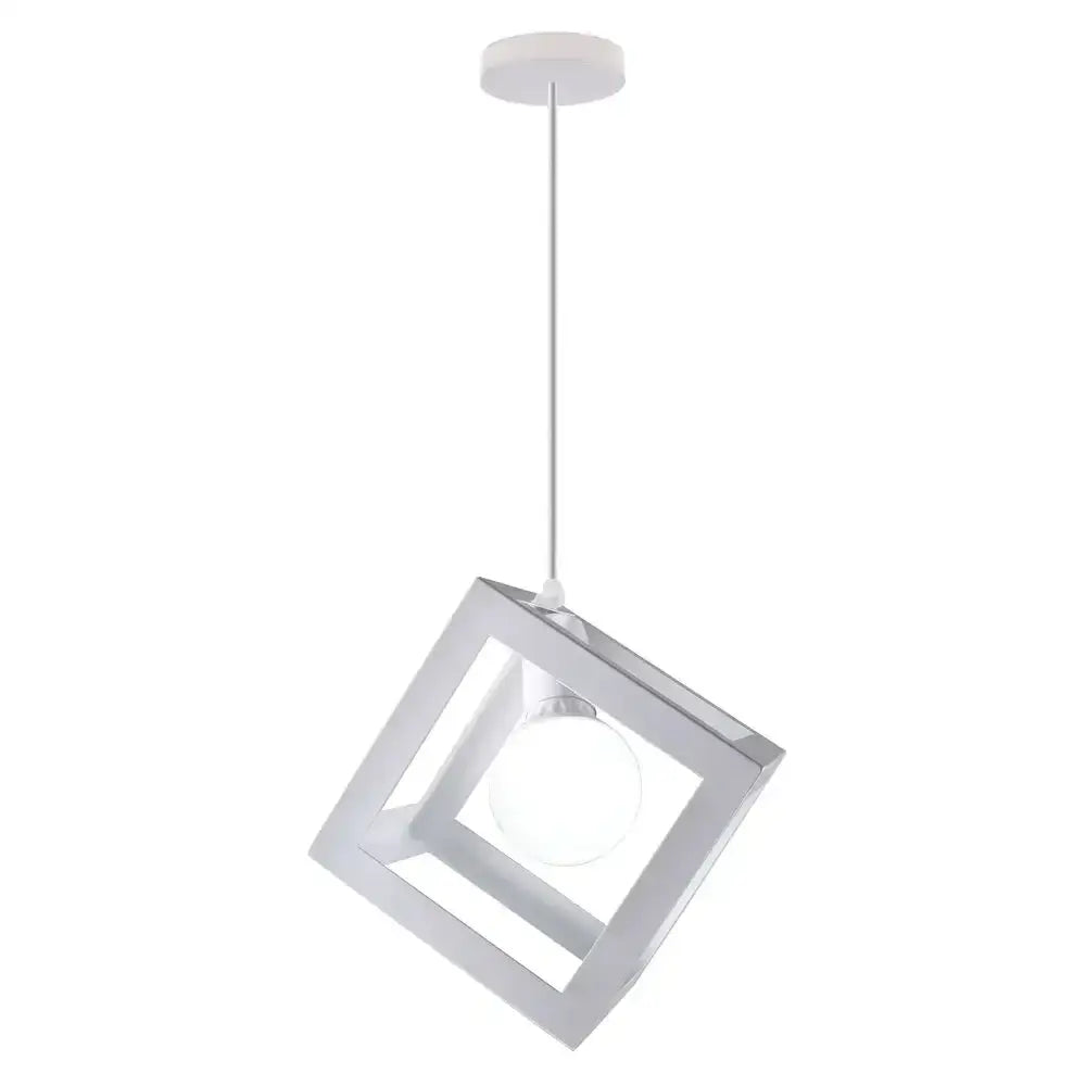 Modern black decorbites geometric led cube pendant kitchen light with white cube shade and sleek metallic frame